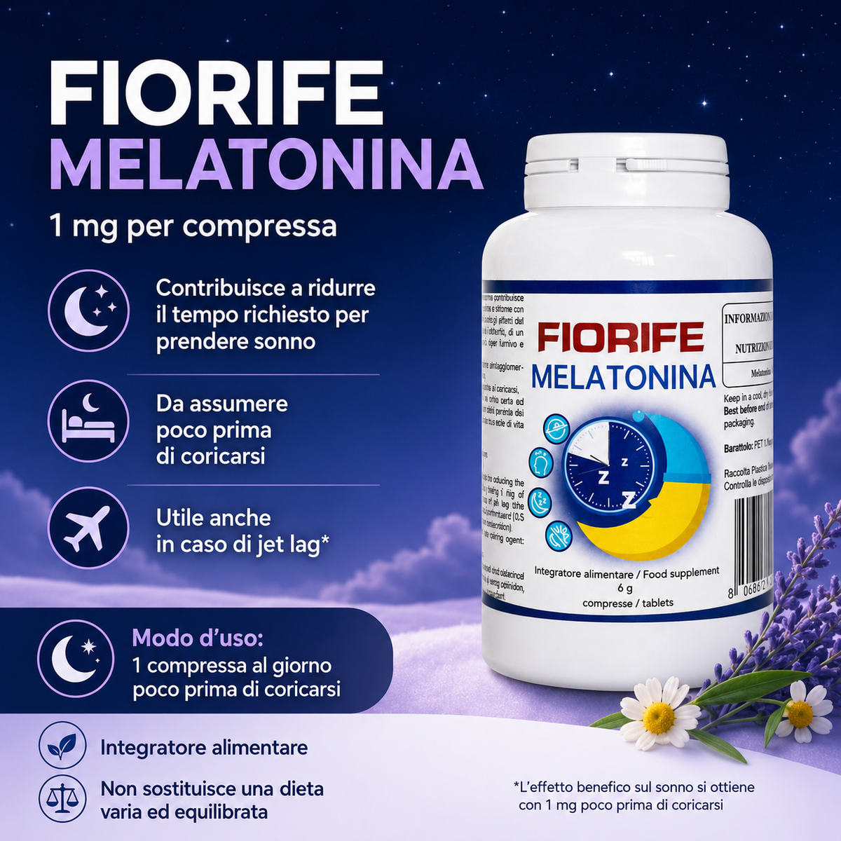 Fiorife Melatonina - benefici e modo d'uso