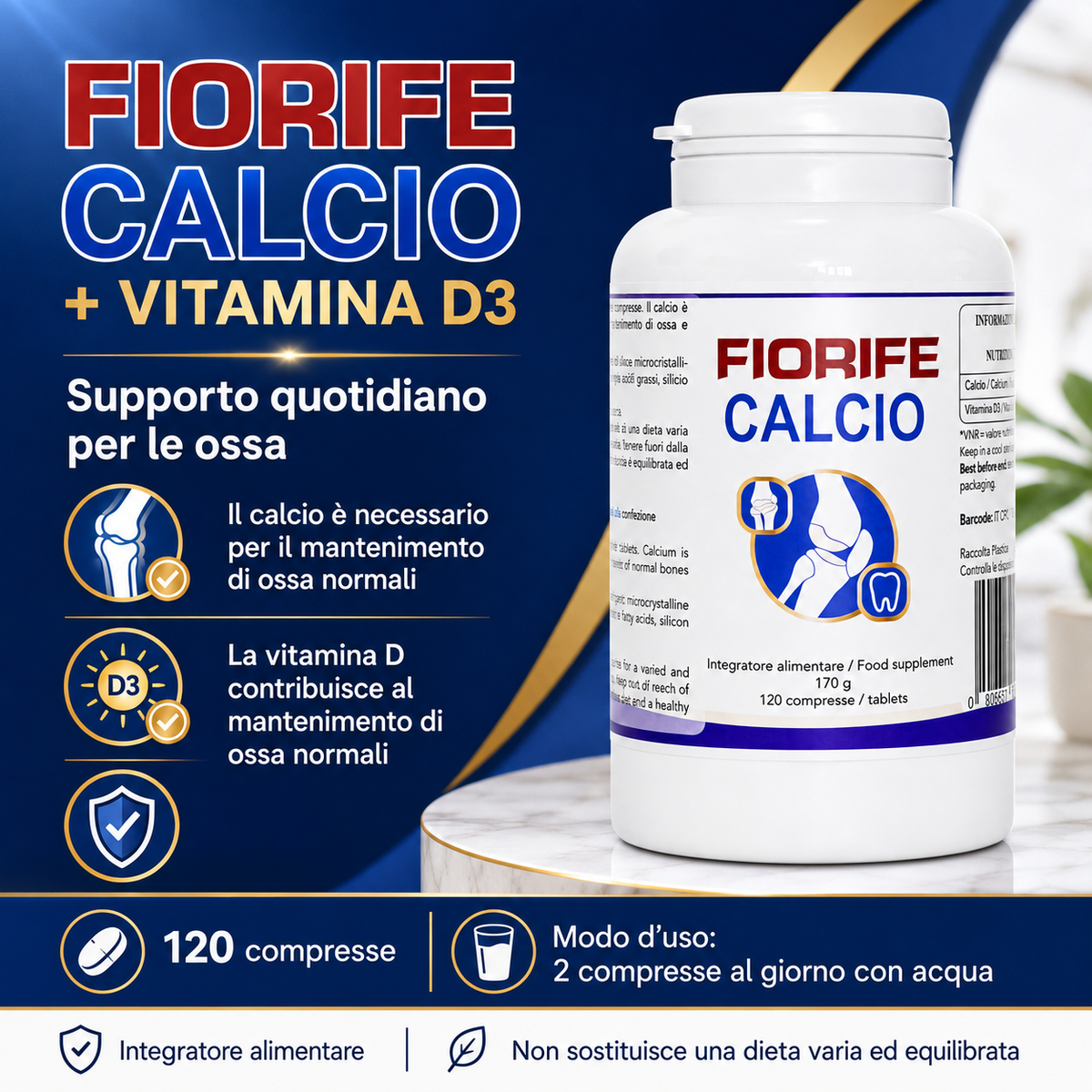 Fiorife Calcio e Vitamina D3 - benefici e modo d'uso